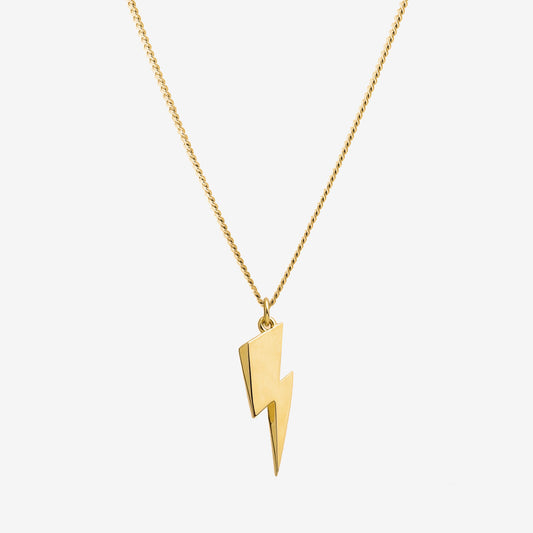 Gender Neutral Sterling Silver 18ct Vermeil Lightning Bolt Necklace