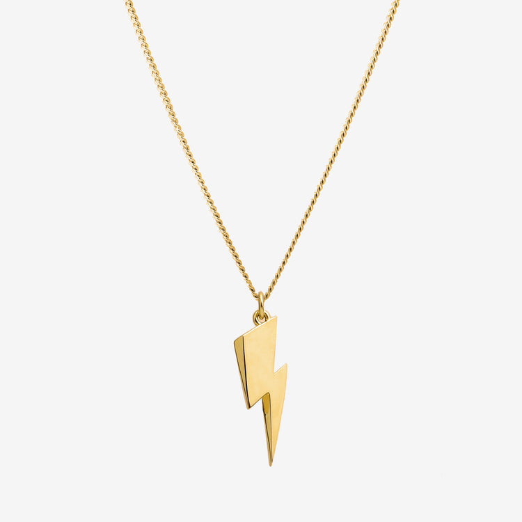 Gender Neutral Sterling Silver 18ct Vermeil Lightning Bolt Necklace