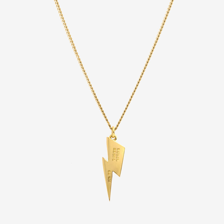 Gender Neutral Sterling Silver 18ct Vermeil Lightning Bolt Necklace