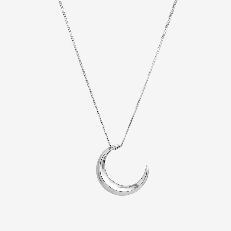 Gender Neutral Sterling Silver Crescent Moon Necklace