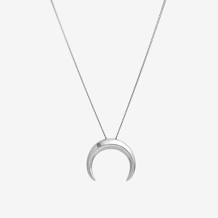 Gender Neutral Sterling Silver Crescent Moon Necklace