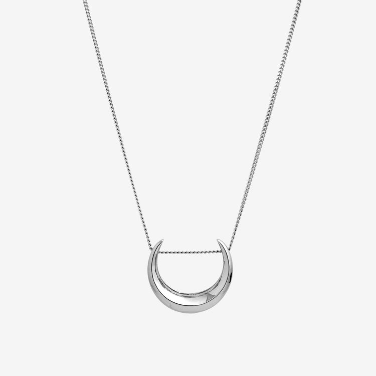 Gender Neutral Sterling Silver Crescent Moon Necklace