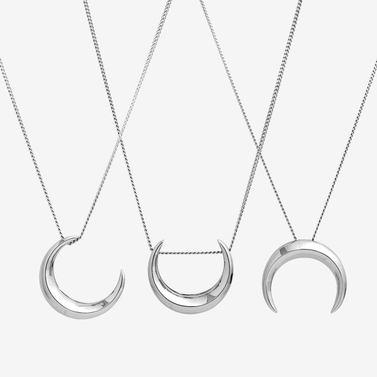 Gender Neutral Sterling Silver Crescent Moon Necklace