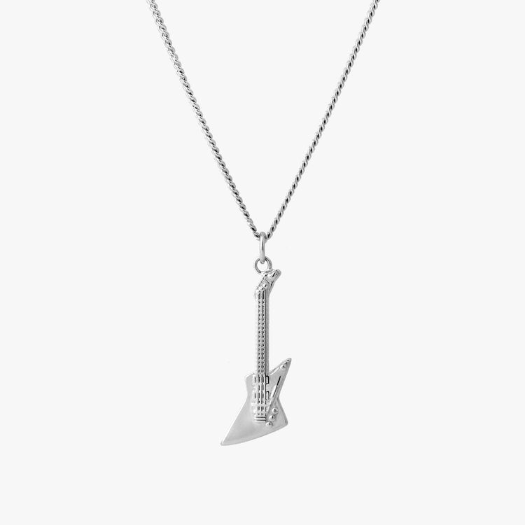 Gender Neutral Sterling Silver Electric Guitar Necklace