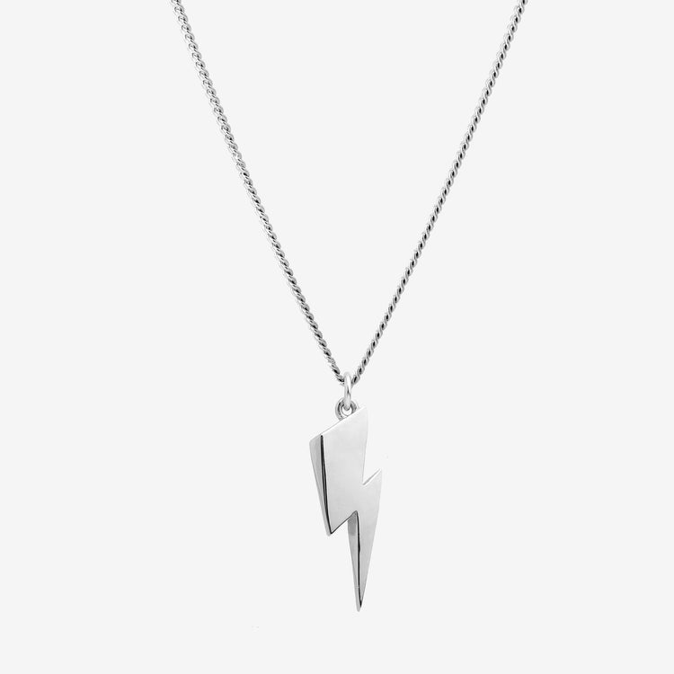 Gender Neutral Sterling Silver Lightning Bolt Necklace