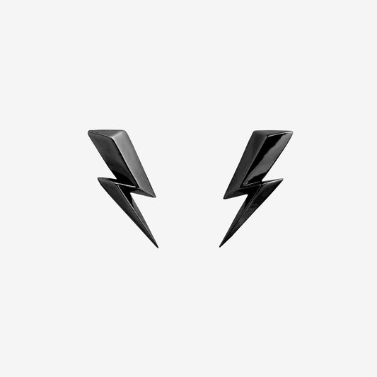 Gender Neutral Sterling Silver Lightning Bolt Stud Earrings