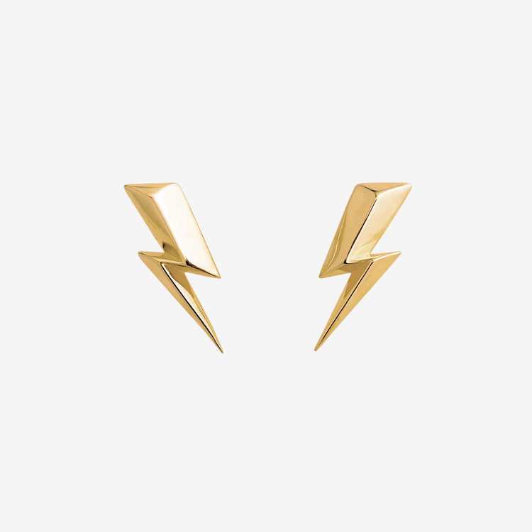 Gender Neutral 18ct Vermeil Lightning Bolt Stud Earrings